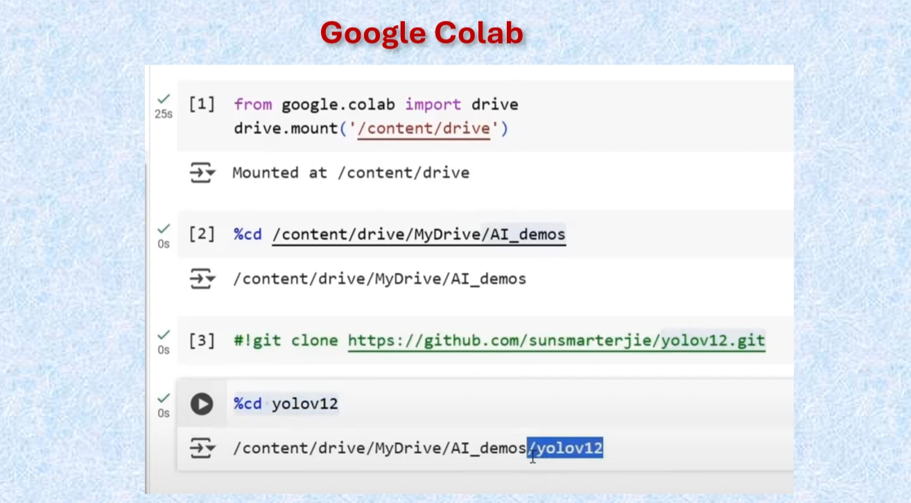 Colab cell codes 