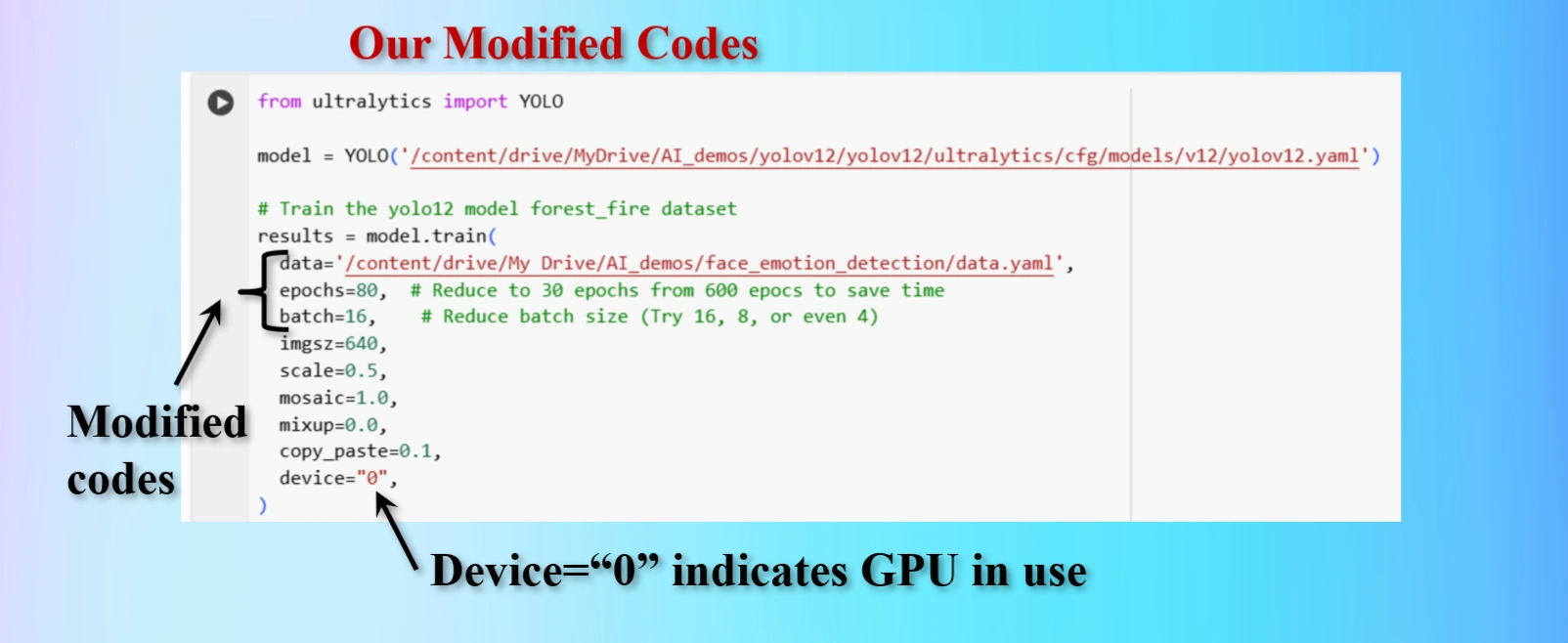 Our modified codes 