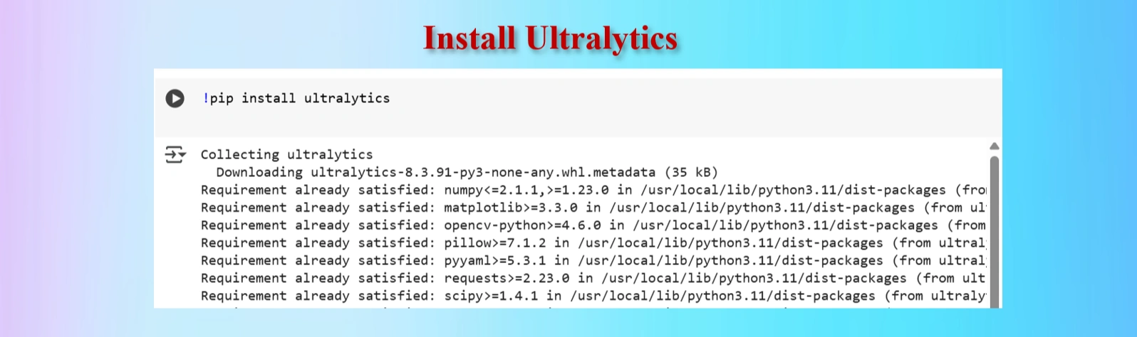 Install Ultralytics 