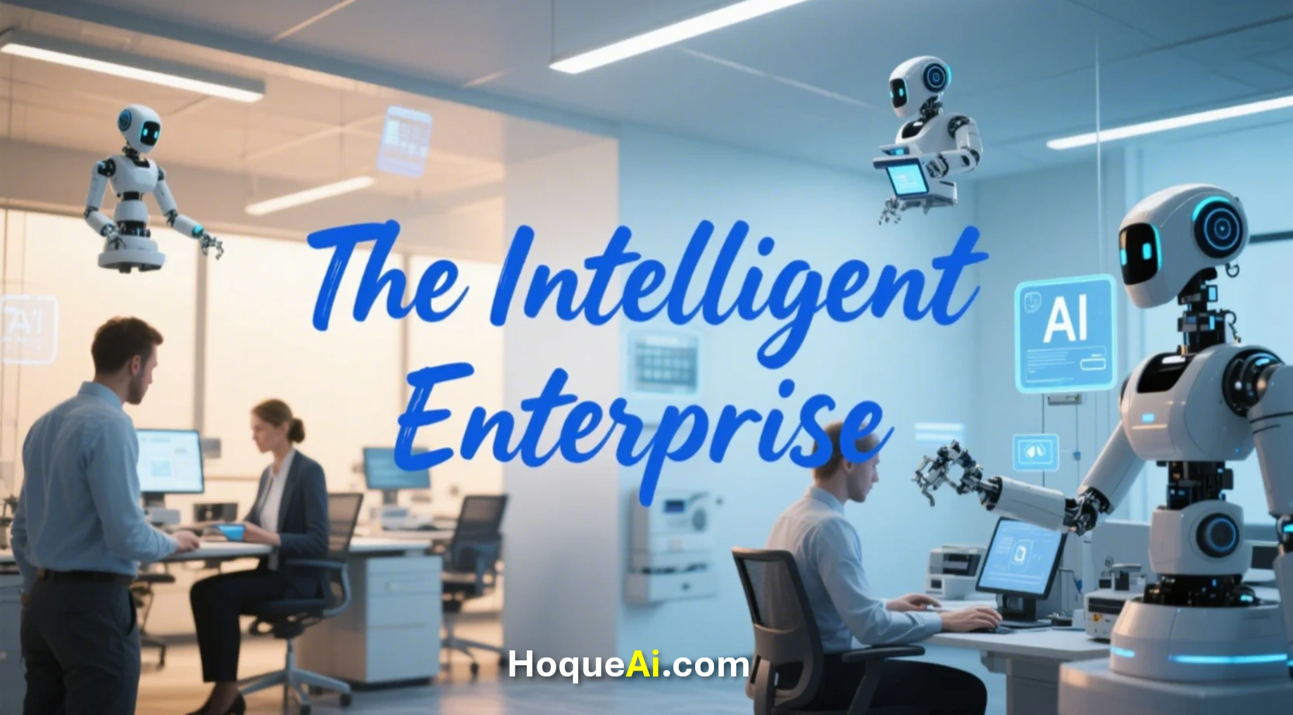 Futuristic Smart Office with AI Collaboration